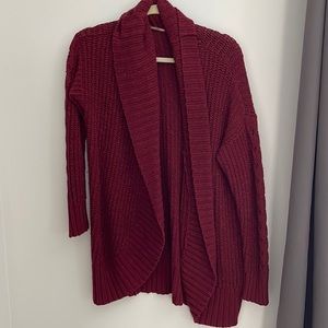 Red cardigan